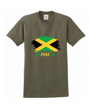 Jamaica With Flag Classic Unisex Kids and Adults T-Shirt